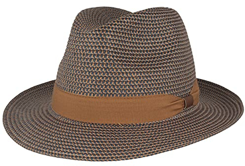 Breiter Chapeau de Paille Bogart Chapeau de Soleil d'été – 100% Paille Papier – Pliable Particulièrement Léger Flexible Doux pour la Peau et Confortable - Bleu - Medium