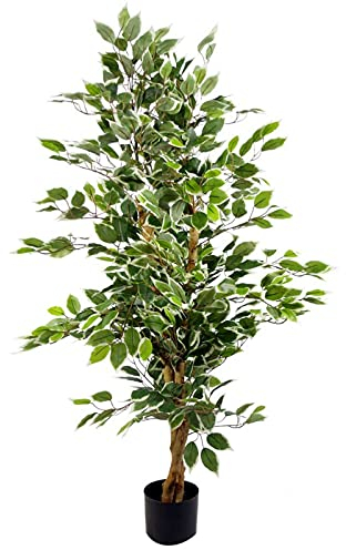 Leaf Realistischer künstlicher Ficusbaum, 130 cm, Weiß
