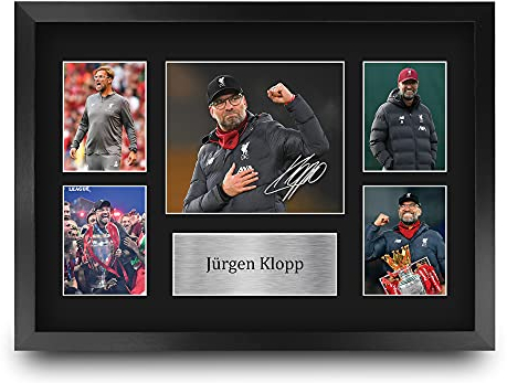 HWC Trading FR A3 Jurgen Klopp Liverpool Manager Gedruckte Erinnerungsstücke Signiert Autogramm Foto Präsentation Display Für Fußball-Fans Und Unterstützer - A3 Eingerahmt