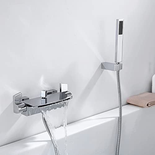 HOMELODY Badewannenarmatur Wasserfall mit Brause Wasserhahn Badewanne Mischbatterie Messing Wannenarmatur Chrom…