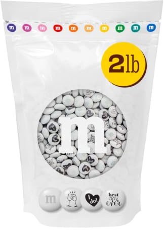 M&M'S Milchschokoladen-Süßigkeiten mit Hochzeitsmotiv – 0,9 kg, sortiert, vorentworfen Just Married, I Do, Hochzeitsdekoration, weiße Hochzeit M&M's Süßigkeiten