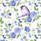 20 Servietten Vogel auf Zweig blaue Blumen Frühling 24cm