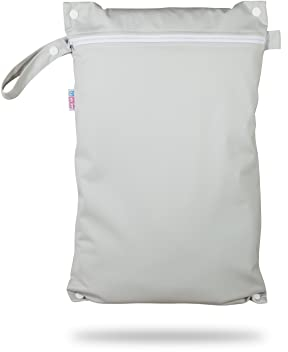 Petit Lulu wasserdicht doublesize Windeltasche | Wetbag Organiser Beutel | Windelsack | Nasstasche für Stoffwindeln | Nässeschutzbeutel | Waterproof Wet Bag | Wickeltasche (Grau)