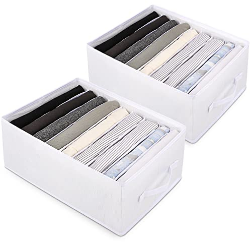sprecenk Organizador Armario Ropa, 9 Rejillas Cajas Organizadoras Armarios, 2 Piezas Plegable Separador Cajones Organizador Para Camisetas, Pantalones Cortos, Faldas, Blanco