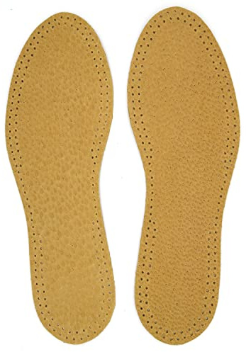 Leather Shoe Insoles Self-Adhesive Comfort Thin Leather Shoe Inserts (Brown, Size 11 UK / 45 EU)