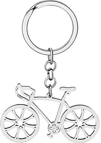 LONYOO Elegantes Fahrrad Schlüsselanhänger Edelstahl Schlüsselanhänger Geschenke für Fahrrad-Liebhaber Frauen Mädchen Autoschlüssel Zierliche Schmuckstücke (Versilbert)