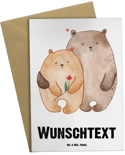 Mr. & Mrs. Panda Personalisierte Grußkarte Bären Liebe - Personalisierte Geschenke, Verliebt, Grußkarte mit persönlichen Nachrichten, Personalisierte