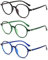 VEVESMUNDO Blaulichtfilter Lesebrille Runde Retro Groß Damen Herren Anti Blaulicht Lesehilf Sehhilfe Brille (3 Stück Lesebrillen Set, +2.5)