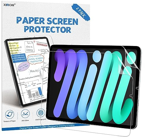 XIRON 2 Stück Paperfeel Schutzfolie für iPad mini 6 2021 & A17 Pro 8,3 Zoll, Papier Folie Blendfreiem zum Zeichnen, Anti Fingerabdruck Matte PET Papierfolie Displayschutz Schreibe wie auf Papier
