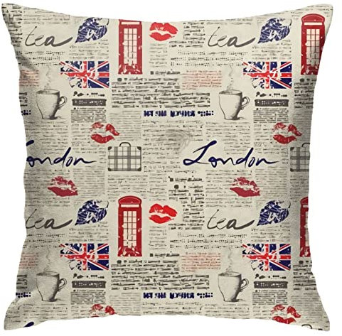 Kissenbezüge Inspiriert Von Einer Londoner Zeitung 45X45Cm Sofakissenbezug Dauerhaft Kissen-Bezug Individualität Zierkissenbezüge Für Couch Zimmer Wohnzimmer Patio