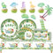 105 Pcs Decoration Anniversaire Dinosaure,Vaisselle Anniversaire Dinosaure de table pour 20 ,Assiette Dinosaure fête d'Anniversaire Dinosaure pour Fournitures de fête d'Anniversaire Dinosaure