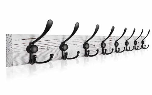 Homagic Garderoben-Wandhalterung, 80 cm, Kleiderbügel, Wandhalterung, altweiß, Kleiderhaken für Wand, rustikale Handtuchhalter für Badezimmer, Wohnzimmer, Mantel, Hüte, Kleidung, OWWCR08