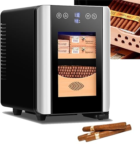 Elektrischer Zigarren-Humidor Mit 8 L FassungsvermöGen,100 StüCk,Leiser Zigarrenkistenschrank Mit Schublade Und Regalen Aus Spanischem Zedernholz,Kleiner 58-W-Zigarrenschrank Mit Digitalem Hygrometer