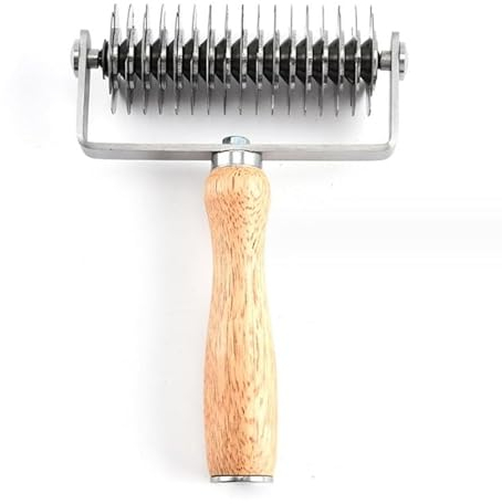 Couteau à Rouleau En Acier Inoxydable 1 Pièce, Couteau à Rouleau à Grille De Pâte, Outils De Cuisson De Cuisine, Couteau à Rouleau à Pizza, Couteau à Pâtisserie à Manche En Bois, Coupe-Pâte