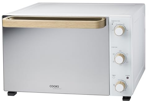 Cooks Professional Mini Oven | Electric Multi Function Countertop Cooker | 48L Capacity |Adjustable Temperature Control & Timer | 1500W | Includes Roasting Dish & Wire Rack | White Nordic