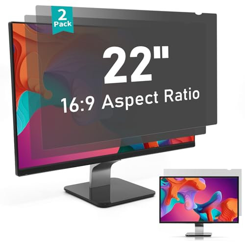 SOPPY [2-Pack 22 inch Computer Privacy Screen Filter for 16:9 Widescreen Display, PC Privacy Screen Filter, Anti Spy Anti-Glare Blue Light Blocking Screen Protector Film (WxH: 487mmx274mm)