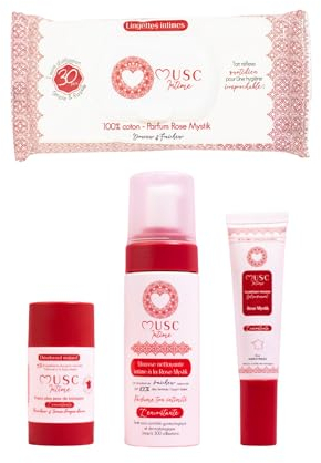 MUSC INTIME La Marque Officielle - L'Intime Rituel Musqué - Mousse & Parfum Intime & Déodorants & Lingettes - Rose Mystik - L'Envoûtante - 4 Étapes Fraîcheur - 150ml & 30ml & 50g & 30 unités