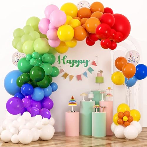 ALEGRE® Regenbogen Luftballon Girlande,129 Stück Luftballons Bunt Girlanden Set,Ballons Bunt Rot Gelb Luftballongirlande,Helium Ballon Girlande für Geburtstag,Hochzeit,Babyparty,Kindergeburtstag Deko