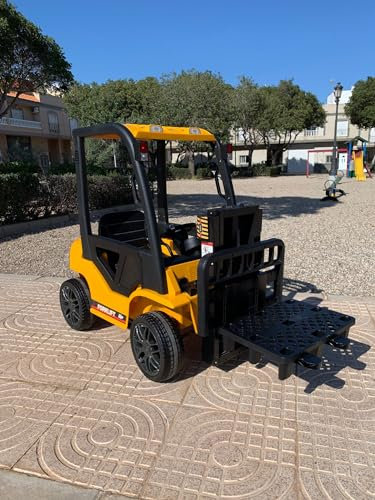 INDALCHESS Torillo Chariot élévateur 12 V, jaune, EVA, cuir, 12 V, 10 Ah, 2,4 GHz, pour enfants de 1 à 6 ans