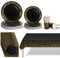 141PCS Black Gold Party Tableware Decorations for Kids Birthday,Disposable Party Tableware Set Tablecloth Table Covers,Paper Plates,Paper Napkins,Cups for Birthday Wedding Party