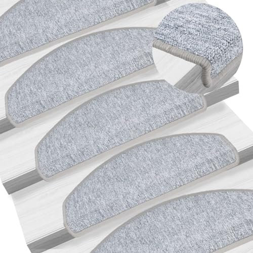 Rantry Treppenmatten 10 Stück 65 x 24 x 4 cm Hellgrau, Dekor für Innen- und Außenmöbel für Wohnzimmer, Büro, Schlafzimmer, Badezimmer