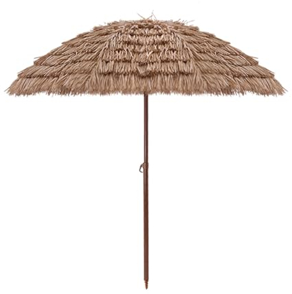 Sljovexity Sombrilla De Paja Hawaiana Portátil, Inclinable, Parasol De Paja Impermeable Antiviento, Sombrilla De Playa Ligera con Bolsa De Transporte, para Exterior, Terraza, Jardín Y Piscina