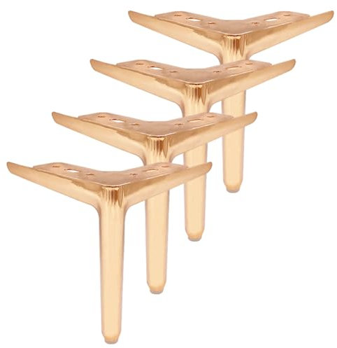 SZLXJMFL Couchtischbeine Roségold, Tischbeine, Mobelbeine, Höhe: 15cm | Sockelfuß Karbonstahl | Galvanik Schicht Oberfläche | Gummi-Pad, 4×Kaffeetisch Beine-15cm/6