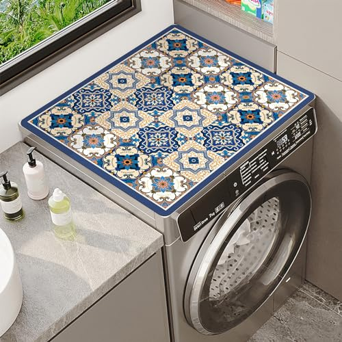 YJSZY Tapete para Lavadora Absorbente Antideslizante Mandala Bohemio Estilo Vintage para Lavadora Secadora Cubierta Superior Superabsorbente para Lavadora Microondas Refrigerador (Colour 3,60x60cm)