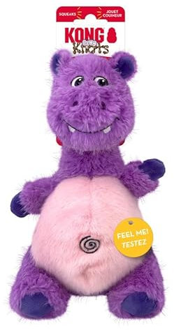 KONG Knots Belly - Soft Plush Exterior with Internal Skeleton Rope Ball and Squeaker (Hippo)