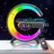 Wireless Speaker Charger Light, Bedside Lamp with 5w Wireless Charger, G Shaped Atmosphere Lamp, USB Smart Color changing Night Light with Bluetooth speaker and Alarm Clock for Bedroom Office (Black)