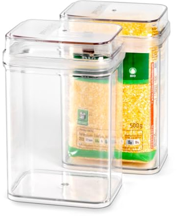 Betty Bossi - Vorratsdose Klick, Pfund - 2 Stk. (25081) Spülmaschinengeeignet transparent luftdicht Kunststoff Aufbewahrung Dose mit Deckel