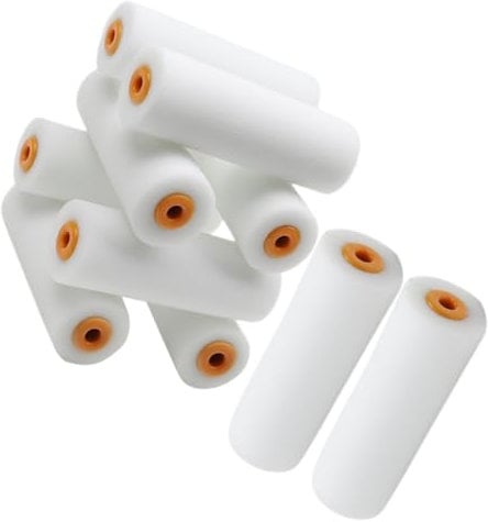 Vaguelly 10 Pcs Paint Roller Brush Refills Foam Paint Roller Sleeves Radiator Rollers for Painting Small Roller Nap Paint Roller Heads Paint Roller Nap Covers for Roller Frame White Sponge