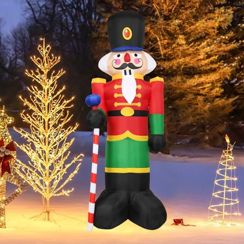 SOARS 240 cm Nussknacker Soldat aufblasbar, Weihnachtsfigur mit LED-Beleuchtung, Weihnachtsdeko XXL wetterbeständig, für Innen- & Außenbereich