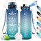 Gourde Sport 1.5L, Gourde Sport avec Filtre, Bouteille d'eau Sport Étanche, Bouteille Reutilisable, Gourde Graduée pour 1 Journee, Gourde Motivation pour Adulte, Randonnée, l'école, Fitness