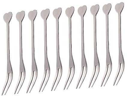 Ciieeo Lot De 10 Fourchettes À Fruits Réutilisables En Acier Inoxydable Pour Hôtel Karaoké Bar