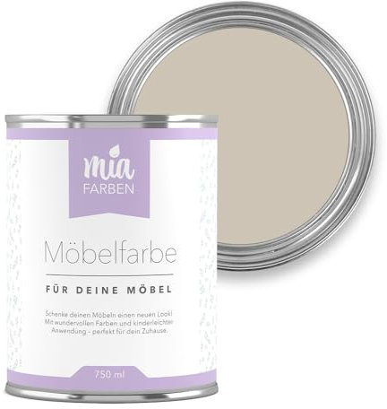 miafarben Möbelfarbe für Holz 750ml, Kreidefarbe, Möbellack ohne schleifen, Kreidelack (Feine Mandelcreme)