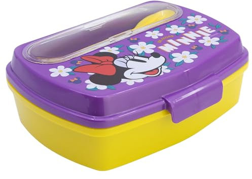 KP Pharma Disney Minnie Mouse Boîte à sandwich pour enfants avec couverts – Durable, sans BPA – Boîte à déjeuner avec cuillère et fourchette – Facile à nettoyer et de qualité alimentaire – Parfaite