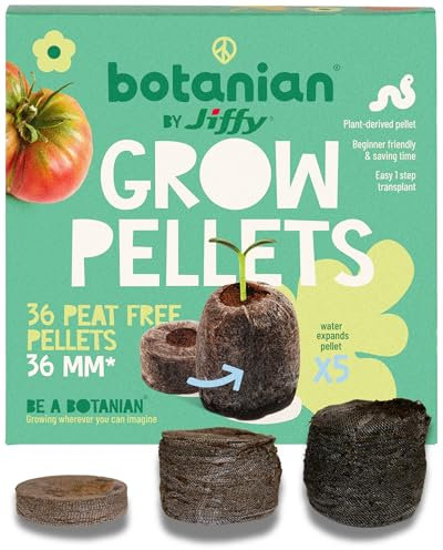 Jiffy Botanian 36 Peat Free Plant Starter Pellets - Biodegradable Coir Seed Plugs Perfect for Herbs, Flowers & Vegetables. Easy to Use Germination Grow Discs, Ideal for Seedlings & Cuttings Growth