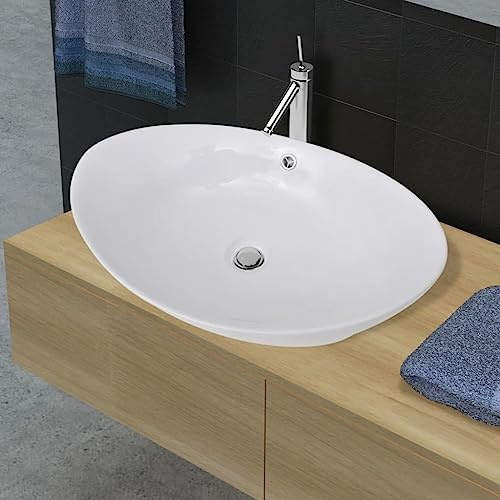 Möbelartikel Home Luxus Keramik Waschbecken Oval mit Überlauf 59 x 38,5 cm Möbel