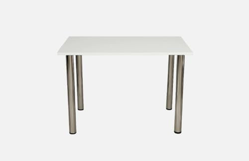All4All Esstisch Venus - Esszimmertisch - Tisch mit Chrombeinen - Küchentisch - Bürotisch - 100x60cm - 120x70cm - Küche - Wohnzimmer (Weiß, 120x70cm)