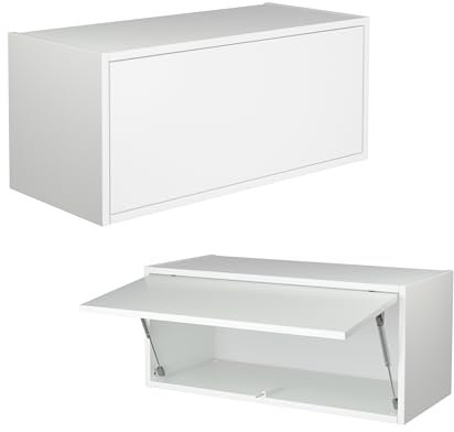 PLATAN ROOM Hängeschrank Schrank 60 cm 80 xm 100 cm Küchen-Klapphängeschrank für Bad, Flur, Wohnzimmer Wandschrank (Weiß matt, 80 x 35 x 35)