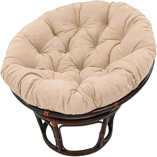 MSNCS Rundes Papasansessel Kissen Sitzkissen Hängesessel Outdoor/Indoor Bodenkissen Kissen für Schwenksessel, Korbsessel Outdoor Gartenmöbel Sitzauflage Auflage(Khaki,120x120cm)