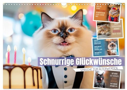 Schnurrige Glückwünsche - Sprüche zum Älterwerden (Wandkalender 2026 DIN A3 quer), CALVENDO Monatskalender: Lächle, solange du noch Zähne hast (CALVENDO Spass)