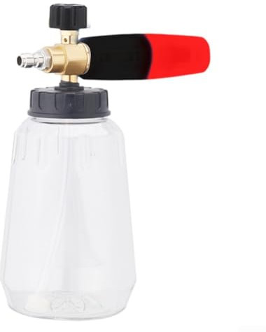 Pressure Washer Foam Pot, 1L Capacity With 1/4 Quick Connect Fitting Adjustable Spray Nozzle Soap Dispenser Bottle, For Car Boat Cleaning Compatible With Various Power Washers(Red Black 1L)