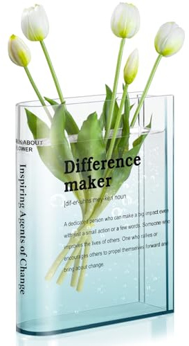 BuyCard Transparente Acryl-Buchvase für Blumen, transparente Buchblumenvase für Heimdekoration, einfache Bücherregal-Dekoration, einzigartiges Zeug für Buchliebhaber, Differenzmacher, Geschenk zum
