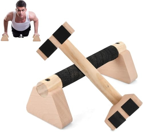 2 Pcs Liegestützgriffe 25cm, Parallettes Calisthenics Equipment, Handstand Griffe aus Holz, mit Anti Rutsch Matte, Dickerer, Tragfähigkeit 300kg, Push Up Bars, Calisthenics Equipment für Liegestütze