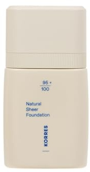 KORRES Natural Sheer Foundation Medium 02, für ein natürliches, strahlendes Finish & den idealen Bare-Skin-Effekt, mit erfrischendem Pfingstrosen-Blütenextrakt, vegan, 30 ml
