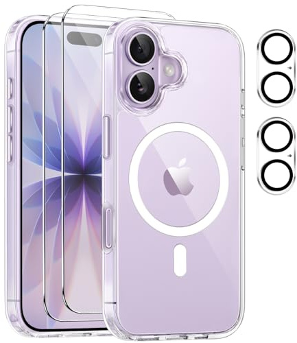 Czyoa für iPhone 17 Hülle, TPU Schutzhülle mit Magnetsicher mit 2 Stücke Schutzfolie + 2 Kameraschutz Displayschutzfolie für iPhone 17 - Transparent