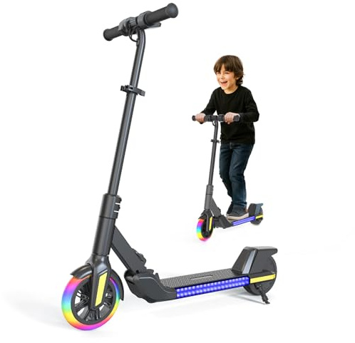 Faltbarer Elektroroller für Kinder (6–14 Jahre) – Höchstgeschwindigkeit 16 km/h, 8 km Reichweite, 7-Zoll-Vorderrad mit Selbstleuchtfunktion, 6-Zoll-Vollrad hinten