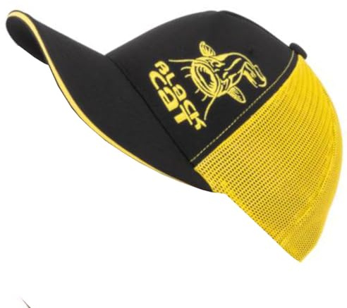 Black Cat Black and Yellow Trucker Cap - Angelcap, Cappy, Kopfbedeckung, Anglercap